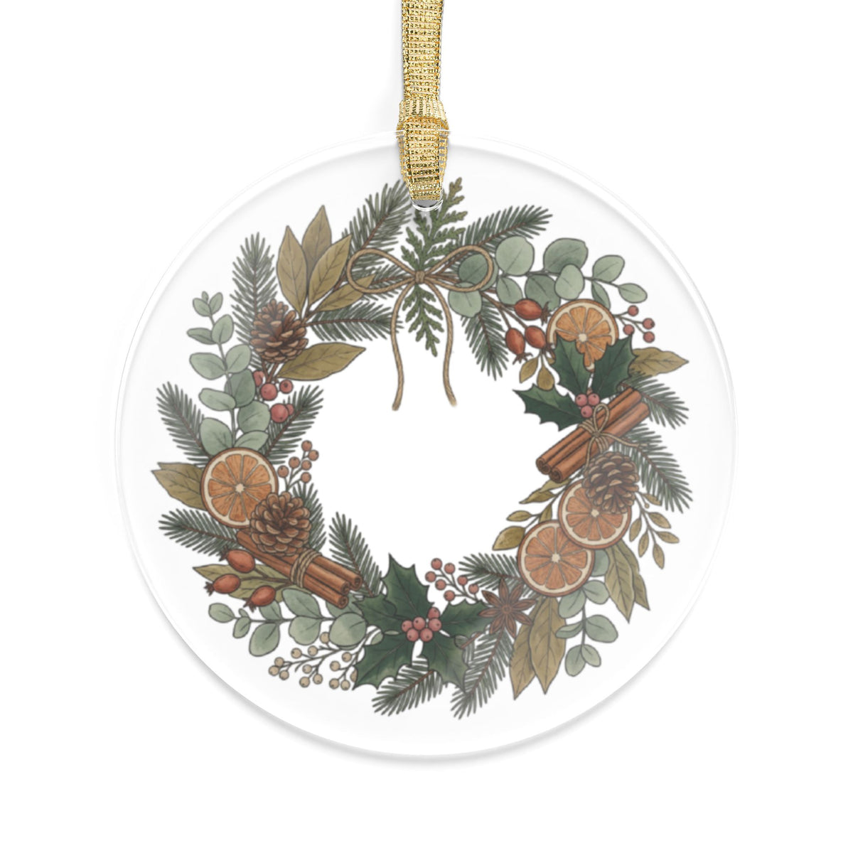 Botanical Holiday Wreath Acrylic Ornament